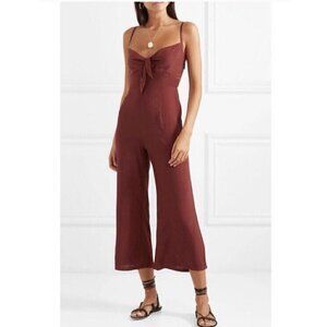 Faithfull The Brand Presley Maroon Tie-Front Jumpsuit